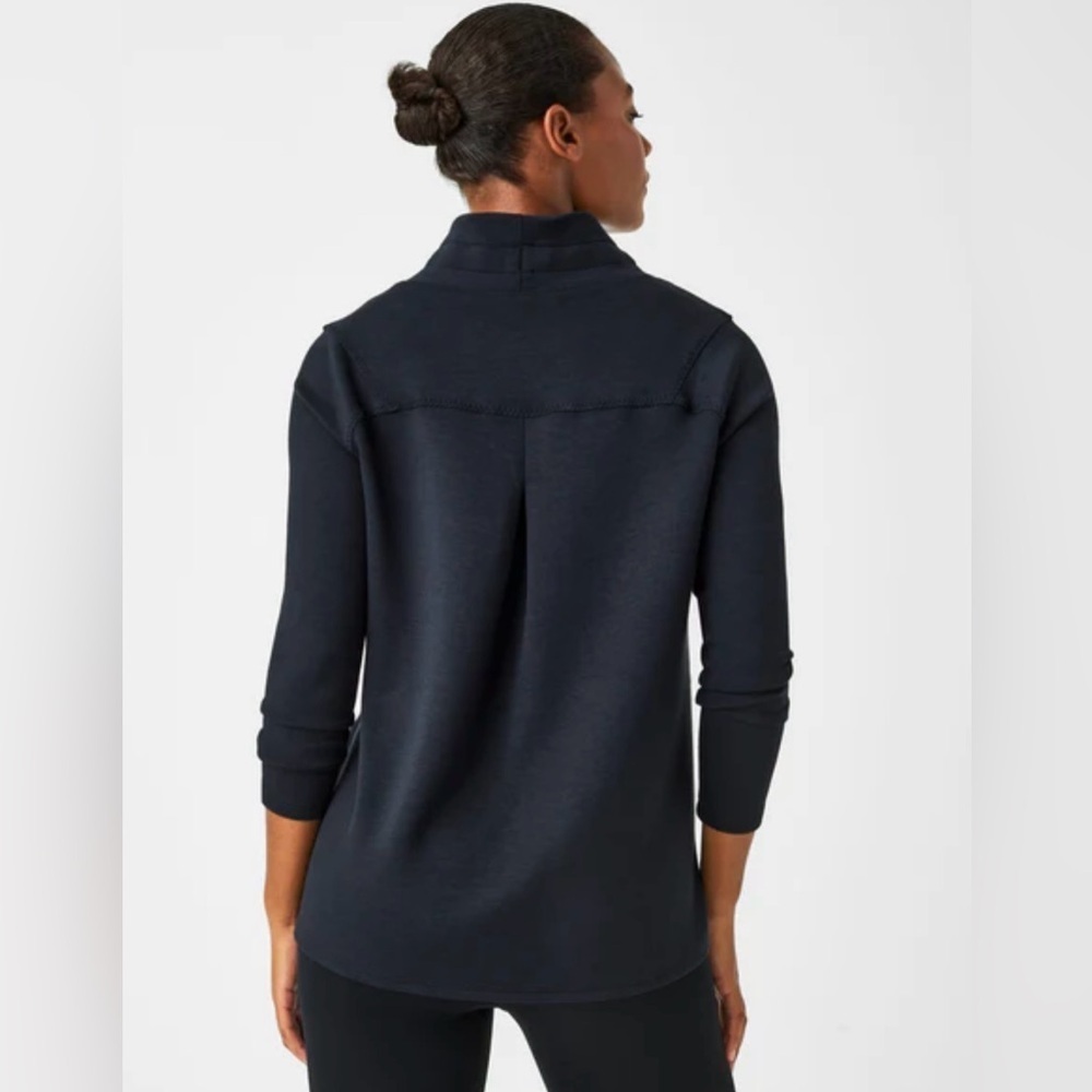 SPANX Black Athleisure Pullover Sweatshirt Women Small Funnel Neck Top - Picture 4 of 10